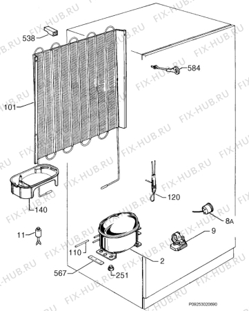 Взрыв-схема холодильника Arthurmartinelux ARD7523/1 - Схема узла Cooling system 017